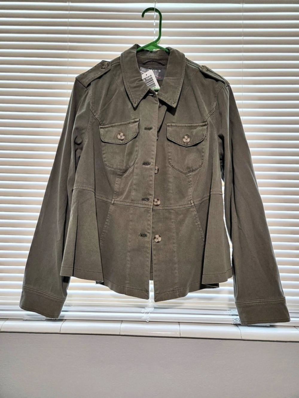 Torrid Lt Olive Peplum Utility Jacket Size 1X